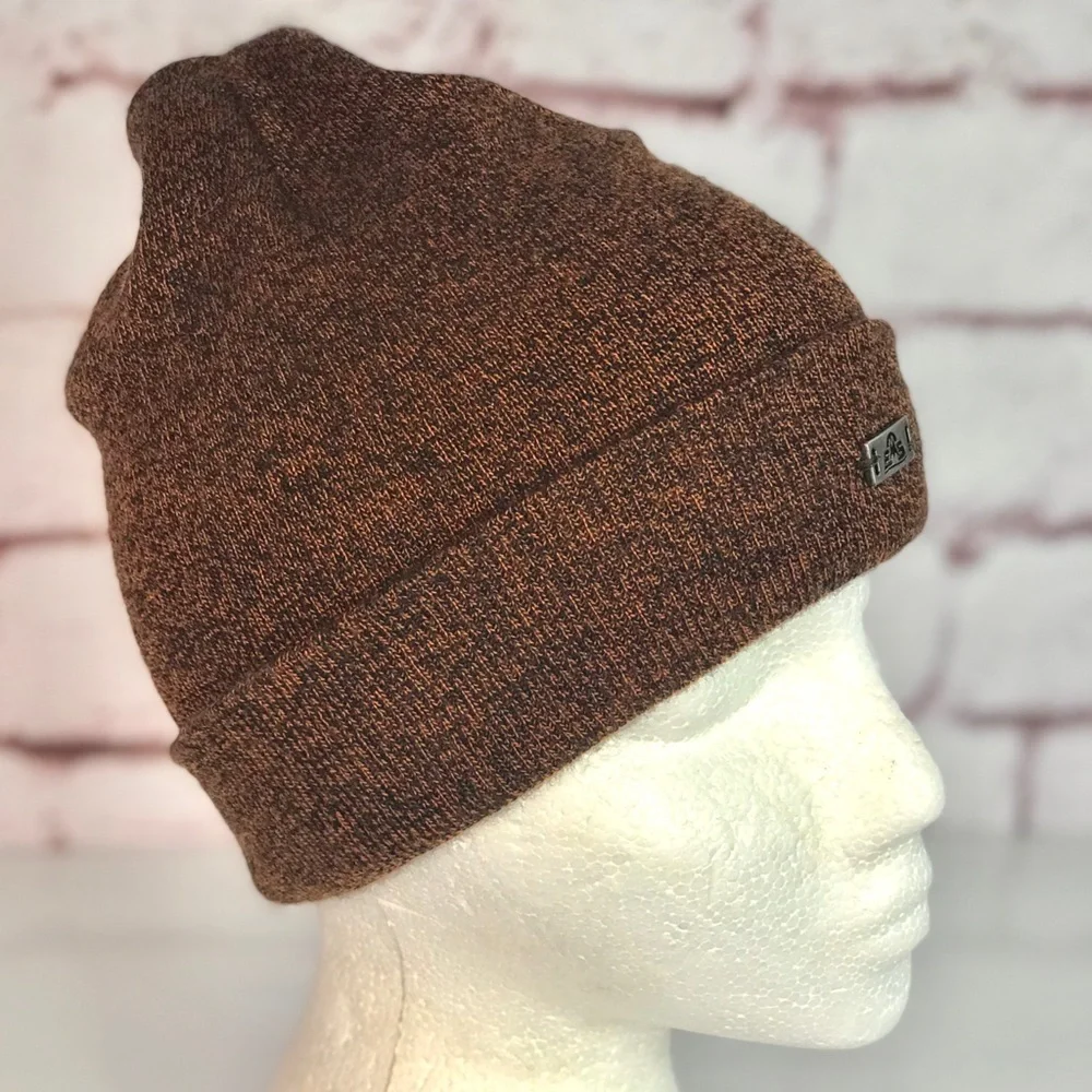 EASTERN MOUNTAIN SPORTS Unisex beanie knit cap hat  brown and black One Size NWT - Picture 3 of 16